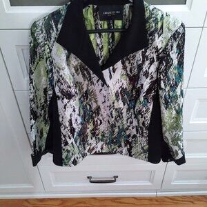 Lafayette 148 New York Green/Black/White Blazer Jacket Snap Closures Size 12